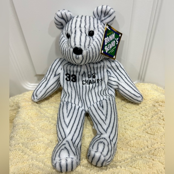 Set of 3 Bamm Beano's Bears 1998 Striped White - Picture 2 of 13